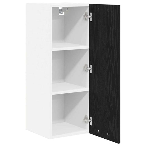 vidaXL Hanging Cabinet Riga Black Oak and White 30 x 31 x 80 cm