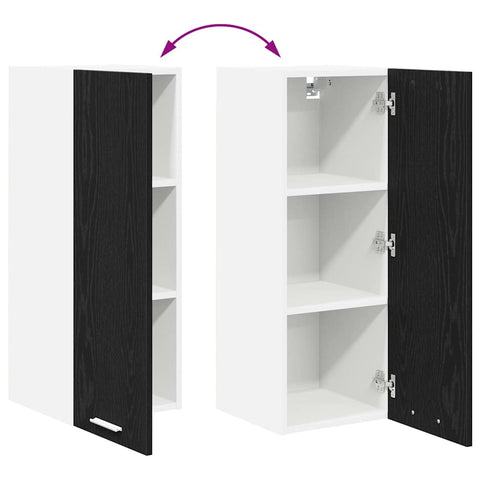 vidaXL Hanging Cabinet Riga Black Oak and White 30 x 31 x 80 cm