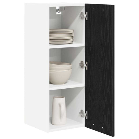 vidaXL Hanging Cabinet Riga Black Oak and White 30 x 31 x 80 cm