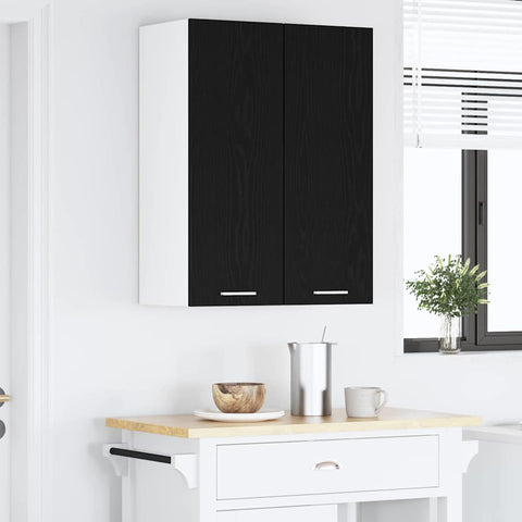 vidaXL Hanging Cabinet Riga 2 pcs Black Oak and White 30 x 31 x 80 cm