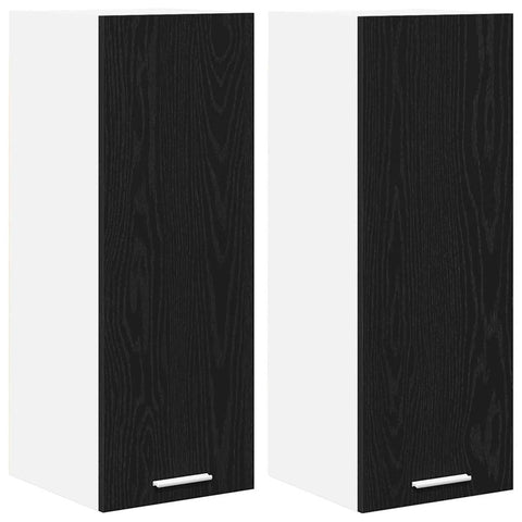 vidaXL Hanging Cabinet Riga 2 pcs Black Oak and White 30 x 31 x 80 cm