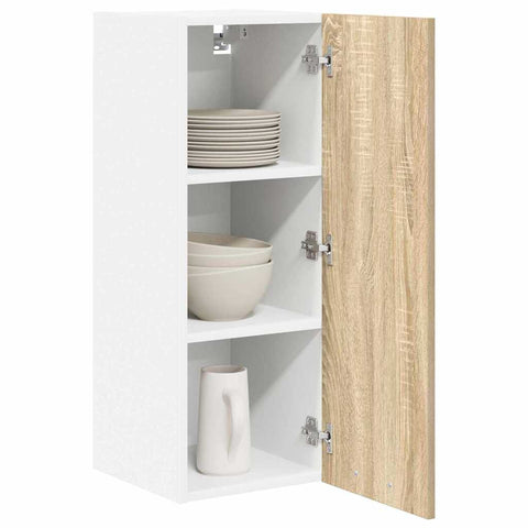 vidaXL Hanging Cabinet Riga Sonoma Oak and White 30 x 31 x 80 cm