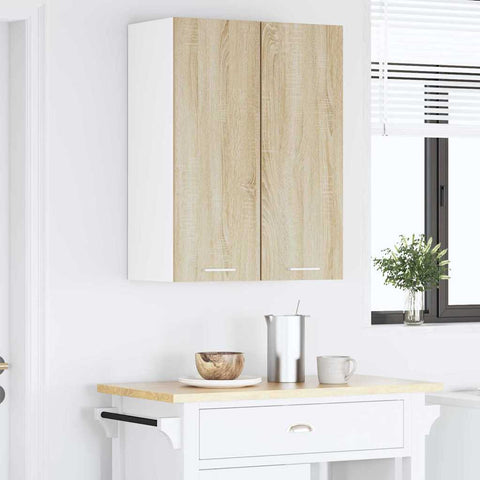 vidaXL Hanging Cabinet Riga 2 pcs Sonoma Oak and White 30 x 31 x 80 cm