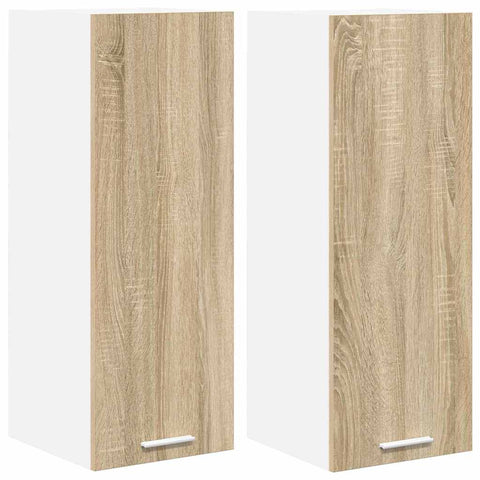 vidaXL Hanging Cabinet Riga 2 pcs Sonoma Oak and White 30 x 31 x 80 cm