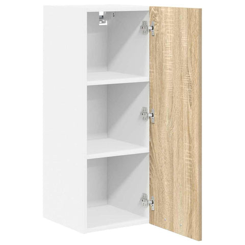 vidaXL Hanging Cabinet Riga 2 pcs Sonoma Oak and White 30 x 31 x 80 cm