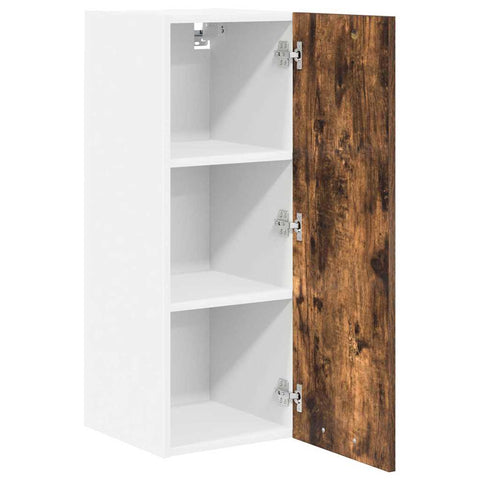 vidaXL Hanging Cabinet Riga Smoked Oak and White 30 x 31 x 80 cm