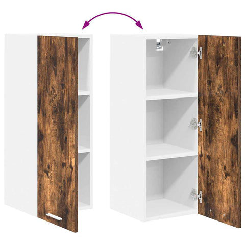 vidaXL Hanging Cabinet Riga Smoked Oak and White 30 x 31 x 80 cm