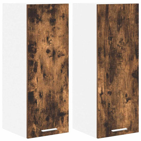 vidaXL Hanging Cabinet Riga 2 pcs Smoked Oak and White 30 x 31 x 80 cm