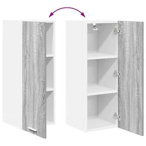vidaXL Hanging Cabinet Riga Grey Sonoma and White 30 x 31 x 80 cm