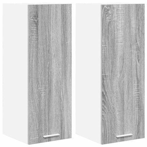 vidaXL Hanging Cabinet with Shelf Riga 2 pcs Grey Sonoma and White