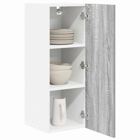 vidaXL Hanging Cabinet with Shelf Riga 2 pcs Grey Sonoma and White