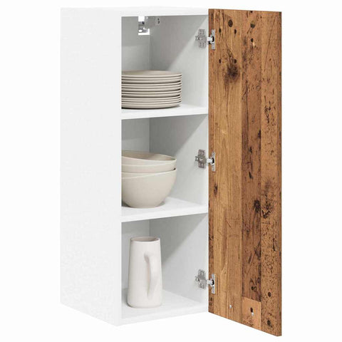 vidaXL Hanging Cabinet Riga 2 pcs Old Wood and White 30 x 31 x 80 cm