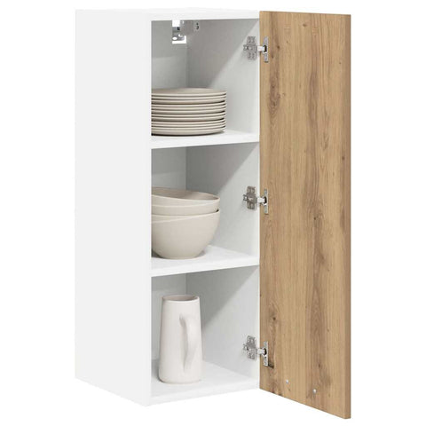 vidaXL Hanging Cabinet with Shelf Riga 2 pcs Artisan Oak and White