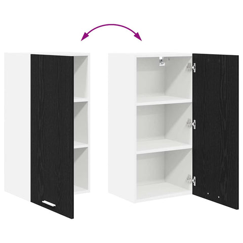 vidaXL Hanging Cabinet Riga Black Oak and White 40 x 31 x 80 cm