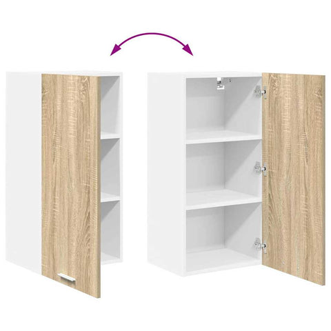 vidaXL Hanging Cabinet Riga Sonoma Oak and White 40 x 31 x 80 cm