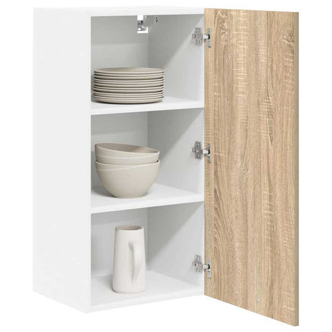vidaXL Hanging Cabinet Riga Sonoma Oak and White 40 x 31 x 80 cm