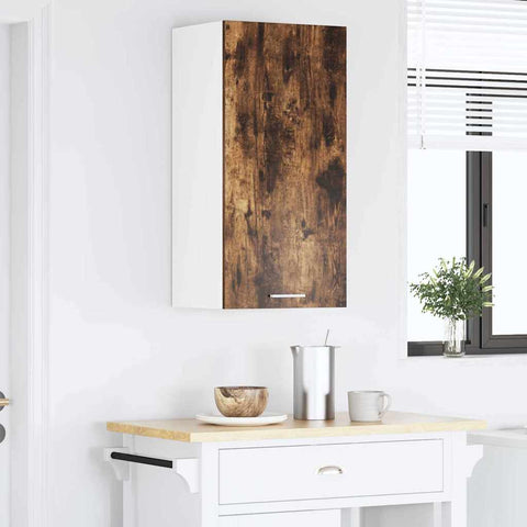 vidaXL Hanging Cabinet Riga Smoked Oak and White 40 x 31 x 80 cm