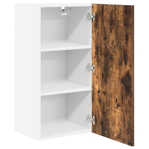 vidaXL Hanging Cabinet Riga Smoked Oak and White 40 x 31 x 80 cm