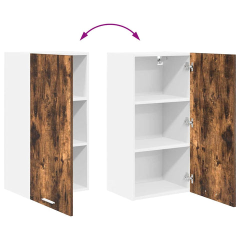 vidaXL Hanging Cabinet Riga Smoked Oak and White 40 x 31 x 80 cm