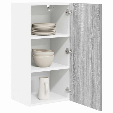 vidaXL Hanging Cabinet Riga Grey Sonoma and White 40 x 31 x 80 cm