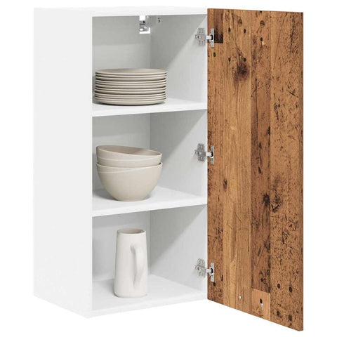 vidaXL Hanging Cabinet Riga Old Wood and White 40 x 31 x 80 cm