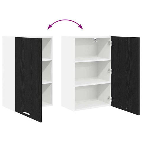 vidaXL Hanging Cabinet Riga Black Oak and White 50 x 31 x 80 cm