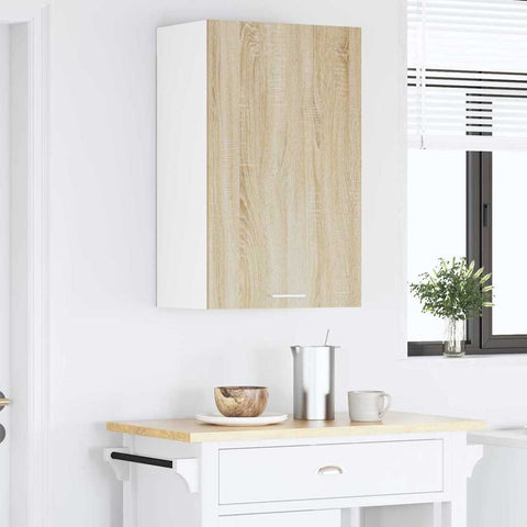 vidaXL Hanging Cabinet Riga Sonoma Oak and White 50 x 31 x 80 cm