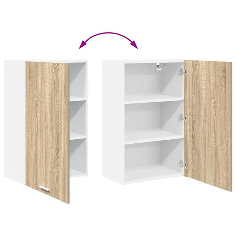 vidaXL Hanging Cabinet Riga Sonoma Oak and White 50 x 31 x 80 cm