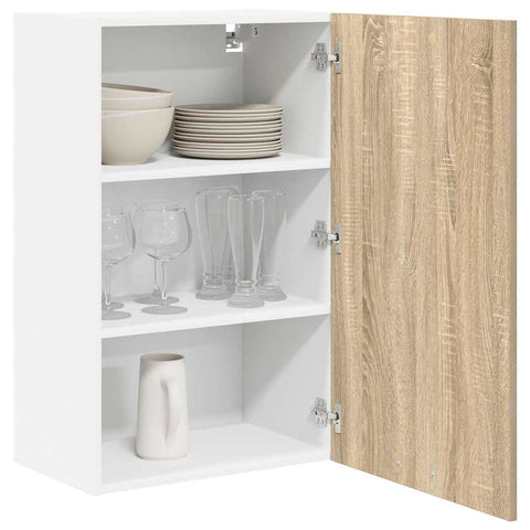 vidaXL Hanging Cabinet Riga Sonoma Oak and White 50 x 31 x 80 cm
