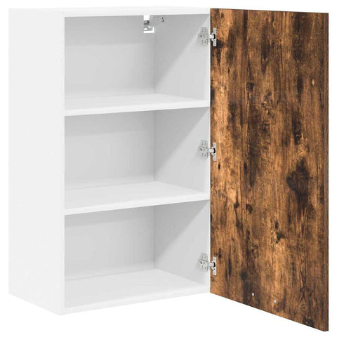 vidaXL Hanging Cabinet Riga Smoked Oak and White 50 x 31 x 80 cm