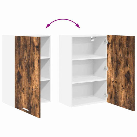vidaXL Hanging Cabinet Riga Smoked Oak and White 50 x 31 x 80 cm