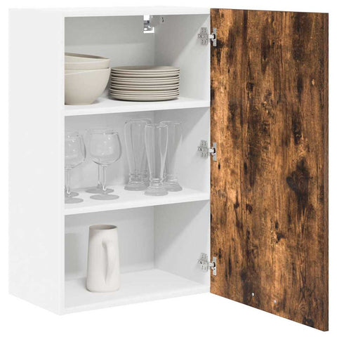 vidaXL Hanging Cabinet Riga Smoked Oak and White 50 x 31 x 80 cm