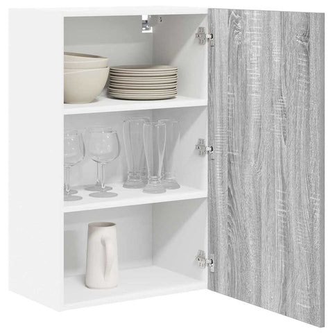 vidaXL Hanging Cabinet Riga Grey Sonoma and White 50 x 31 x 80 cm