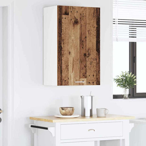 vidaXL Hanging Cabinet Riga Old Wood and White 50 x 31 x 80 cm