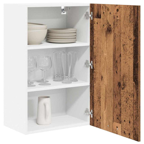 vidaXL Hanging Cabinet Riga Old Wood and White 50 x 31 x 80 cm