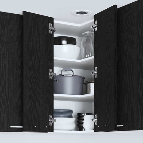 vidaXL Hanging Cabinet Riga Black Oak and White 57 x 57 x 80 cm