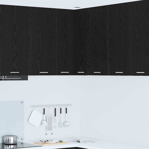vidaXL Hanging Cabinet Riga Black Oak and White 57 x 57 x 80 cm