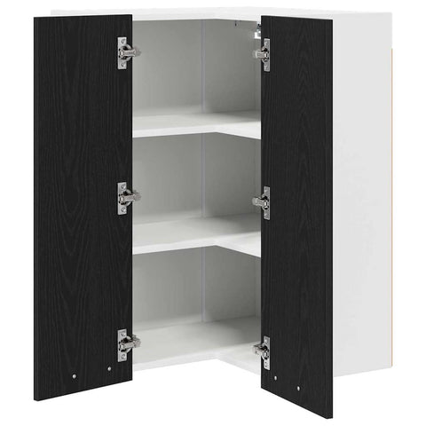 vidaXL Hanging Cabinet Riga Black Oak and White 57 x 57 x 80 cm