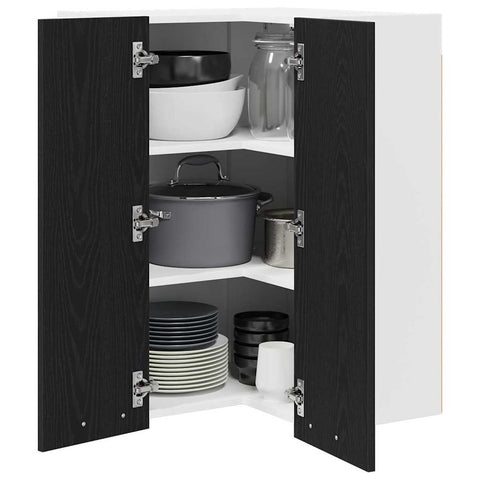 vidaXL Hanging Cabinet Riga Black Oak and White 57 x 57 x 80 cm