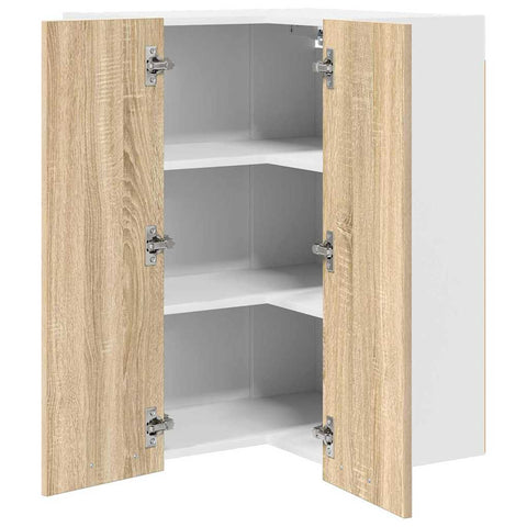 vidaXL Hanging Cabinet Riga Sonoma Oak and White 57 x 57 x 80 cm