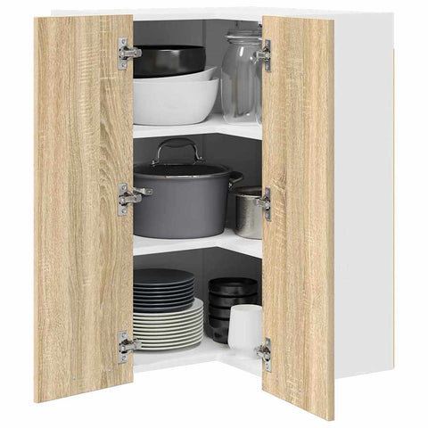vidaXL Hanging Cabinet Riga Sonoma Oak and White 57 x 57 x 80 cm