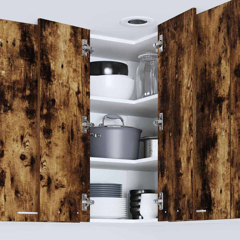 vidaXL Hanging Cabinet Riga Smoked Oak and White 57 x 57 x 80 cm