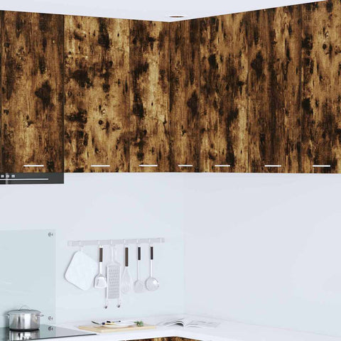 vidaXL Hanging Cabinet Riga Smoked Oak and White 57 x 57 x 80 cm