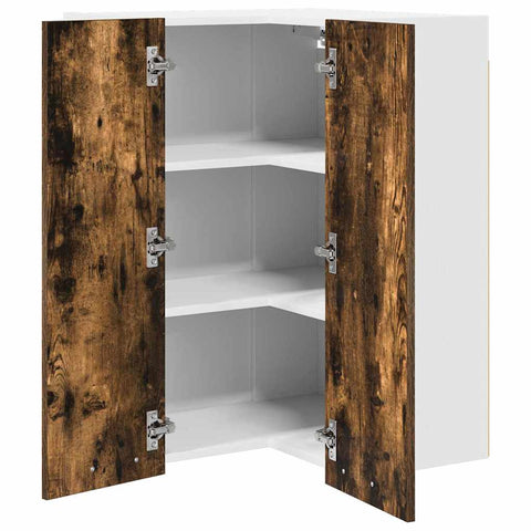 vidaXL Hanging Cabinet Riga Smoked Oak and White 57 x 57 x 80 cm