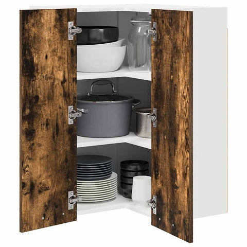 vidaXL Hanging Cabinet Riga Smoked Oak and White 57 x 57 x 80 cm