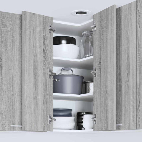 vidaXL Hanging Cabinet Riga Grey Sonoma and White 57 x 57 x 80 cm