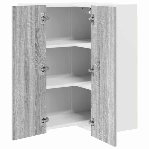 vidaXL Hanging Cabinet Riga Grey Sonoma and White 57 x 57 x 80 cm