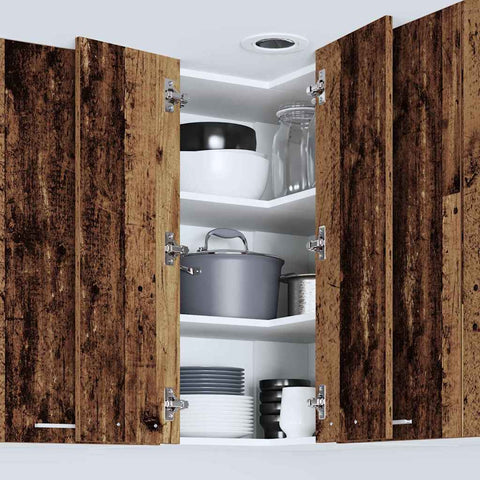 vidaXL Hanging Cabinet Riga Old Wood and White 57 x 57 x 80 cm