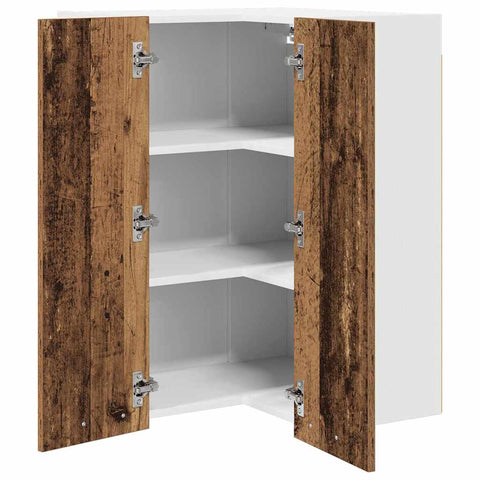 vidaXL Hanging Cabinet Riga Old Wood and White 57 x 57 x 80 cm