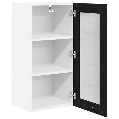 vidaXL Hanging Cabinet with Shelf Riga 2 pcs Black Oak 40 x 31 x 80 cm